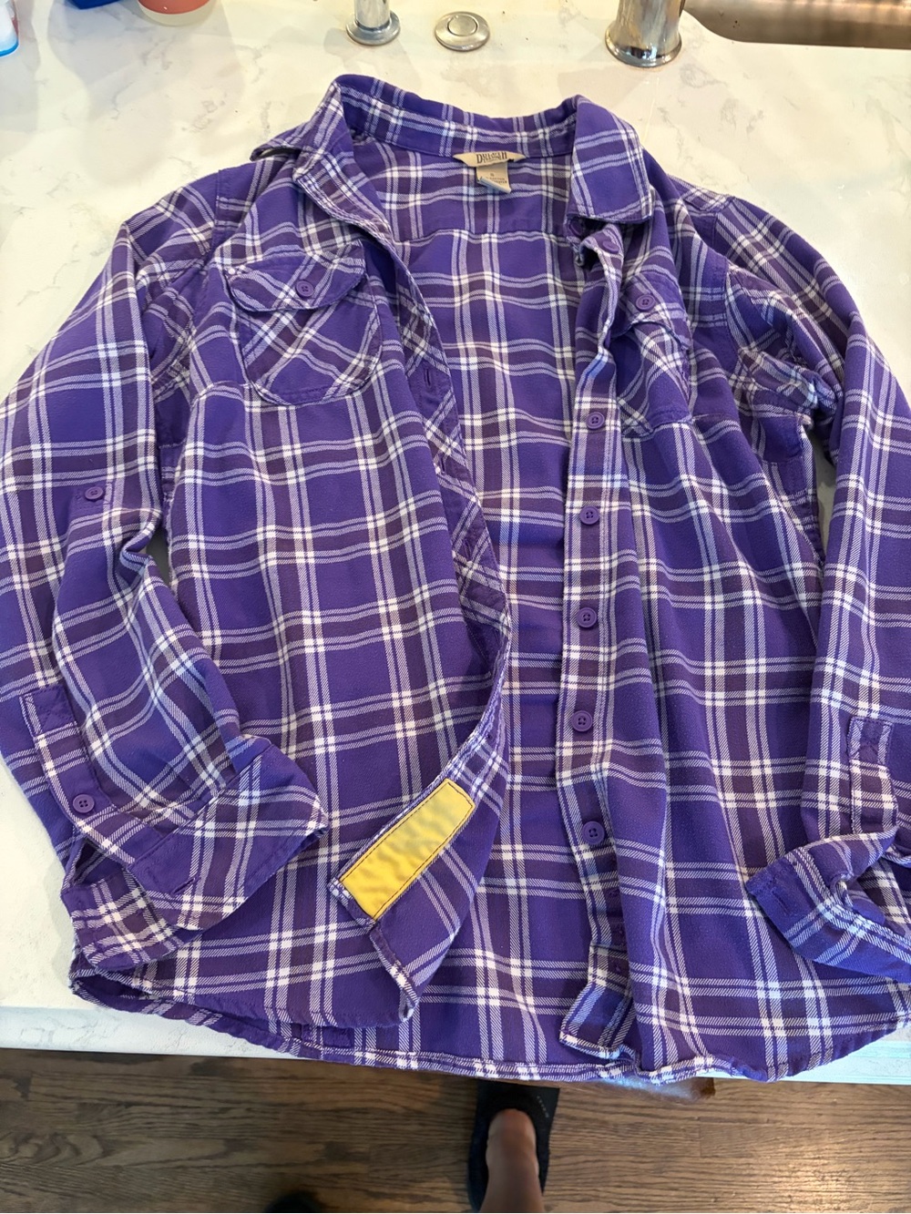 Duluth Trading Co Purple Plaid Button-Down Shirt